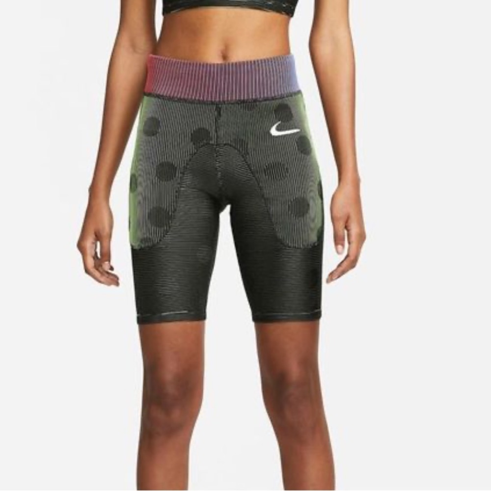Nike x Off White Dri Fit Performance Fit Ribbed Polka Dot Athletic Bike Shorts S